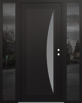 Diamond C13 68" x 80" black/white frosted Glass Panel black LHI with 2 Sidelites mirrored Glass