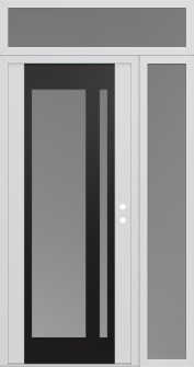 Diamond C15 50" x 96" white/white frosted Glass Panel black LHI with Sidelite and Transom frosted Glass