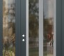 Modern Steel Front Door Diamond C14 48" x 96" anthracite/anthracite clear Glass Panel stainless steel RHI with Sidelite and Transom clear Glass