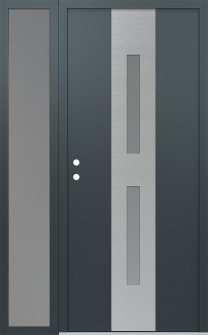 DIAMOND A6 52" X 80" ANTHRACITE/ANTHRACITE FROSTED GLASS PANEL STAINLESS STEEL RHI WITH SIDELITE FROSTED GLASS