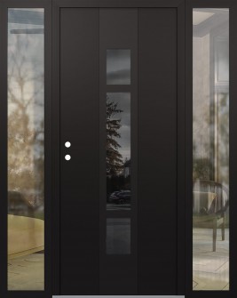 DIAMOND A9 60" X 80" BLACK/BLACK MIRRORED GLASS PANEL BLACK RHI WITH 2 SIDELITES CLEAR GLASS