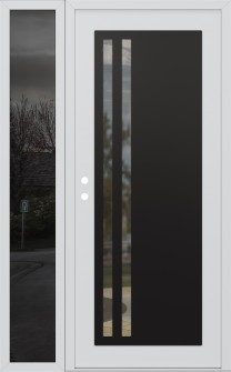 Diamond C6 50" x 80" white/white clear Glass Panel black RHI with Sidelite mirrored Glass
