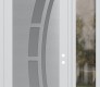 Modern Steel Front Door Diamond C12 52" x 96" white/white frosted Glass Panel stainless steel LHI with Sidelite and Transom clear Glass