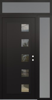Diamond C5 50" x 96" black/black clear Glass Panel black LHI with Sidelite and Transom frosted Glass