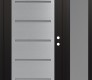 Modern Steel Front Door Diamond C11 50" x 80" black/white frosted Glass Panel stainless steel LHI with Sidelite frosted Glass
