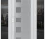Modern Steel Front Door Diamond C5 60" x 80" white/white frosted Glass Panel stainless steel RHI with 2 Sidelites mirrored Glass