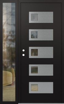 Diamond D2 48" x 80" black/black clear Glass Panel stainless steel RHI with Sidelite clear Glass