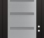 Modern Steel Front Door Diamond C7 36" x 96" black/white frosted Glass Panel stainless steel LHI with Transom frosted Glass