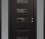 Modern Steel Front Door Diamond D1 60" x 80" black/black mirrored Glass Panel black LHI with 2 Sidelites frosted Glass