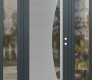 Modern Steel Front Door Diamond C13 64" x 80" anthracite/anthracite clear Glass Panel stainless steel LHI with 2 Sidelites clear Glass