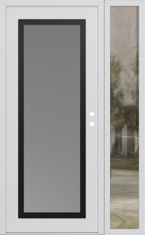 Diamond C1 48" x 80" white/white frosted Glass Panel black LHI with Sidelite clear Glass