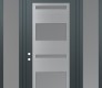 Modern Steel Front Door Diamond C10 60" x 96" anthracite/anthracite frosted Glass Panel stainless steel RHI with 2 Sidelites and Transom frosted Glass