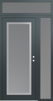 Diamond C1 48" x 96" anthracite/anthracite frosted Glass Panel stainless steel LHI with Sidelite and Transom frosted Glass