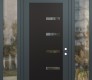 Modern Steel Front Door Diamond C8 68" x 96" anthracite/anthracite clear Glass Panel black LHI with 2 Sidelites and Transom clear Glass