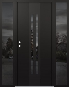 DIAMOND A8 60" X 80" BLACK/BLACK MIRRORED GLASS PANEL BLACK RHI WITH 2 SIDELITES MIRRORED GLASS