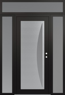 Diamond C13 64" x 96" black/white frosted Glass Panel stainless steel LHI with 2 Sidelites and Transom frosted Glass