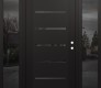 Modern Steel Front Door Diamond C11 64" x 80" black/black mirrored Glass Panel black LHI with 2 Sidelites mirrored Glass