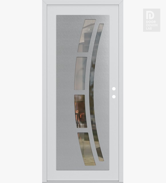 Modern Steel Front Door Diamond C12 36" x 80" white/white clear Glass Panel stainless steel LHI