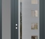Modern Steel Front Door Diamond C3 50" x 96" anthracite/anthracite clear Glass Panel stainless steel RHI with Sidelite and Transom frosted Glass