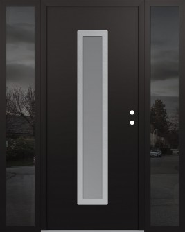 DIAMOND A11 68" X 80" BLACK/WHITE FROSTED GLASS PANEL STAINLESS STEEL LHI WITH 2 SIDELITES MIRRORED GLASS