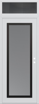 Diamond C1 36" x 96" white/white frosted Glass Panel black LHI with Transom mirrored Glass