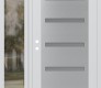 Modern Steel Front Door Diamond C7 48" x 80" white/white frosted Glass Panel stainless steel RHI with Sidelite clear Glass