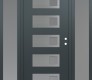 Modern Steel Front Door Diamond D2 60" x 80" anthracite/anthracite frosted Glass Panel stainless steel LHI with 2 Sidelites frosted Glass