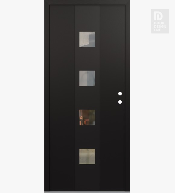 Modern Steel Front Door DIAMOND A12 36" X 80" BLACK/BLACK CLEAR GLASS PANEL BLACK LHI