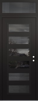 Diamond C9 36" x 96" black/black mirrored Glass Panel black LHI with Transom mirrored Glass