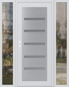 Diamond C7 64" x 80" white/white frosted Glass Panel stainless steel RHI with 2 Sidelites clear Glass