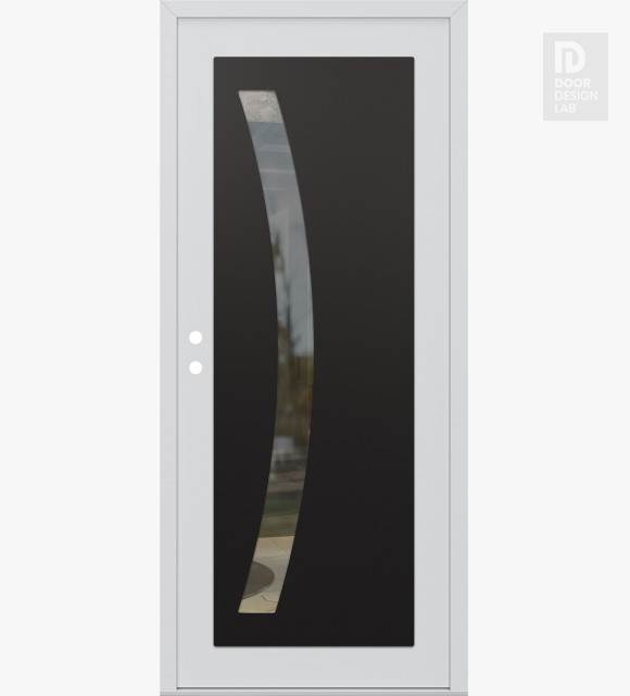 Modern Steel Front Door Diamond C4 36" x 80" white/white clear Glass Panel black RHI