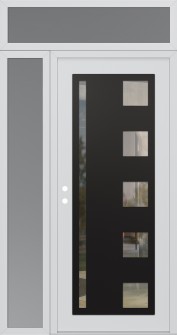 Diamond C3 50" x 96" white/white clear Glass Panel black RHI with Sidelite and Transom frosted Glass