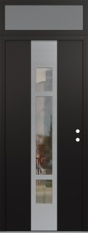 DIAMOND A9 36" X 96" BLACK/BLACK CLEAR GLASS PANEL STAINLESS STEEL LHI WITH TRANSOM FROSTED GLASS