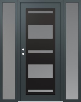 Diamond C10 68" x 80" anthracite/anthracite frosted Glass Panel black RHI with 2 Sidelites frosted Glass