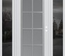 Modern Steel Front Door Diamond C16 68" x 80" white/white frosted Glass Panel stainless steel LHI with 2 Sidelites mirrored Glass