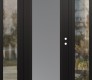 Modern Steel Front Door Diamond C1 64" x 80" black/white frosted Glass Panel black LHI with 2 Sidelites clear Glass