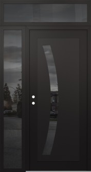 Diamond C4 50" x 96" black/black mirrored Glass Panel black RHI with Sidelite and Transom mirrored Glass