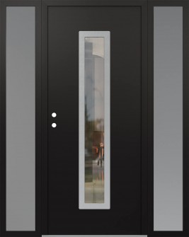 DIAMOND A11 68" X 80" BLACK/BLACK CLEAR GLASS PANEL STAINLESS STEEL RHI WITH 2 SIDELITES FROSTED GLASS