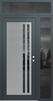 Diamond C6 48" x 96" anthracite/anthracite mirrored Glass Panel stainless steel LHI with Sidelite and Transom mirrored Glass