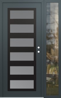 Diamond C9 48" x 80" anthracite/anthracite frosted Glass Panel black LHI with Sidelite clear Glass