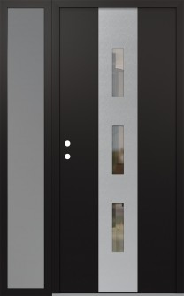DIAMOND A7 48" X 80" BLACK/BLACK CLEAR GLASS PANEL STAINLESS STEEL RHI WITH SIDELITE FROSTED GLASS