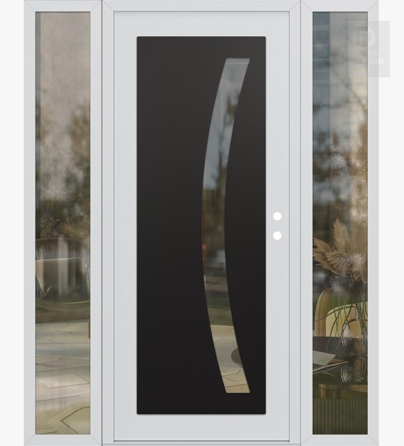 Modern Steel Front Door Diamond C4 60" x 80" white/white clear Glass Panel black LHI with 2 Sidelites clear Glass