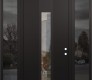Modern Steel Front Door DIAMOND A1 64" X 96" BLACK/BLACK CLEAR GLASS PANEL BLACK LHI WITH 2 SIDELITES AND TRANSOM MIRRORED GLASS