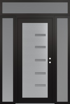 Diamond C8 60" x 96" black/white frosted Glass Panel stainless steel LHI with 2 Sidelites and Transom frosted Glass