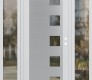 Modern Steel Front Door Diamond C5 68" x 80" white/white clear Glass Panel stainless steel LHI with 2 Sidelites clear Glass