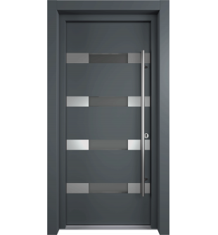 MODERN GRAY EXTERIOR STEEL DOOR AURA 37 7/16" X 81 11/16" LEFT HAND INSWING + HARDWARE