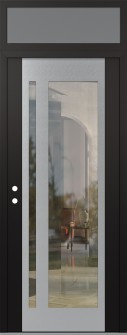 Diamond C15 36" x 96" black/black clear Glass Panel stainless steel RHI with Transom frosted Glass