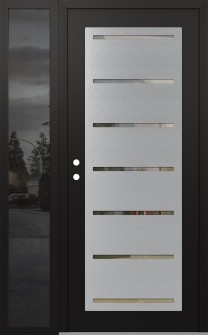 Diamond C11 48" x 80" black/black clear Glass Panel stainless steel RHI with Sidelite mirrored Glass