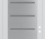 Modern Steel Front Door Diamond C11 36" x 96" white/white frosted Glass Panel stainless steel LHI with Transom clear Glass