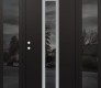 Modern Steel Front Door DIAMOND A11 68" X 80" BLACK/BLACK MIRRORED GLASS PANEL STAINLESS STEEL RHI WITH 2 SIDELITES MIRRORED GLASS